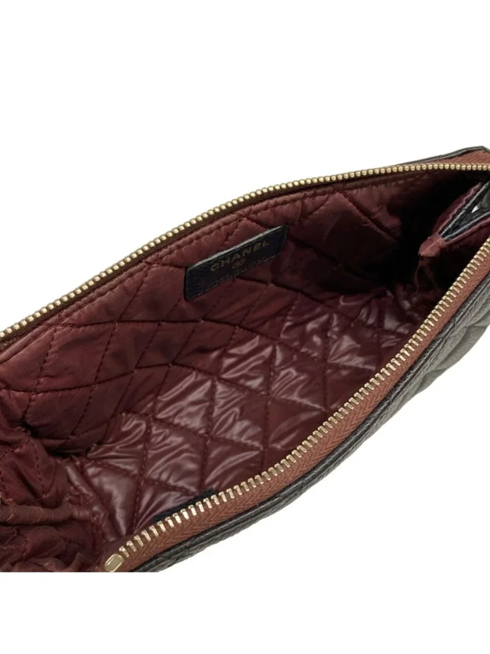 Chanel Pouch Quilted Black Gold